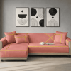 L-Shape Strip Design Velvet Sofa Cover - Rose Gold