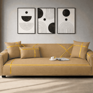 Premium Velvet Sofa Cover - Anti Slip - Camel