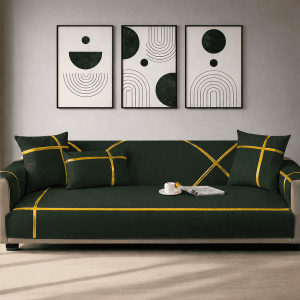 Premium Velvet Sofa Cover - Anti Slip - Dark Green