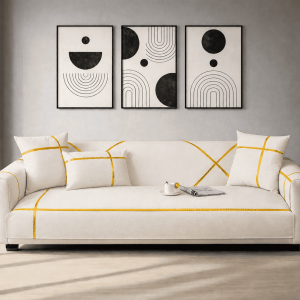 Premium Velvet Sofa Cover - Anti Slip - Off White