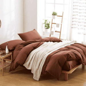 Reversible Rich Cotton Duvet Cover - Dark Brown