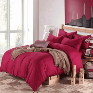 Reversible Rich Cotton Duvet Cover - Maroon