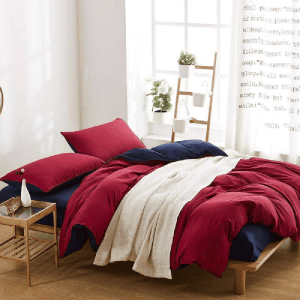 Reversible Rich Cotton Duvet Cover - Maroon & Blue