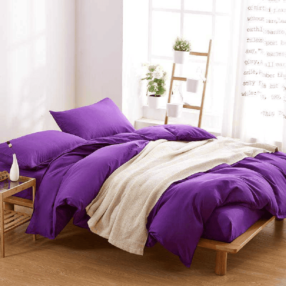 Reversible Rich Cotton Duvet Cover - Purple