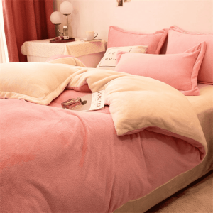 Reversible Velvet Duvet Cover - Coral & Beige