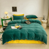 Reversible Velvet Duvet Cover - Green & Yellow