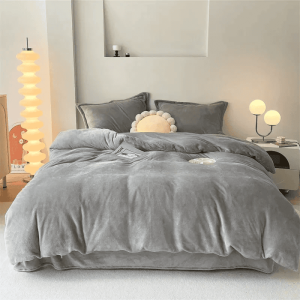Reversible Rich Velvet Duvet Cover - Grey & Light Grey
