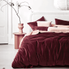 Reversible Rich Velvet Duvet Cover - Maroon & Light Pink