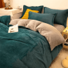 Reversible Rich Velvet Duvet Cover - Teal & Khaki